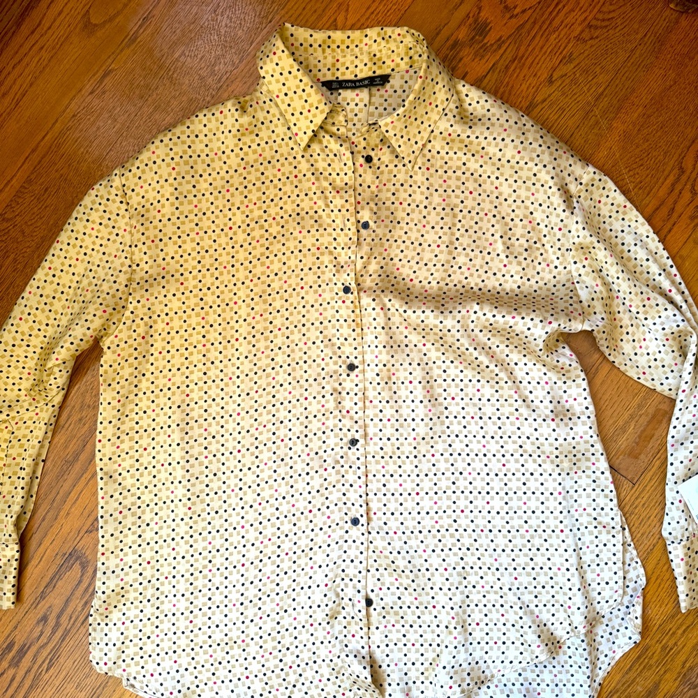 Zara satin button up shirt